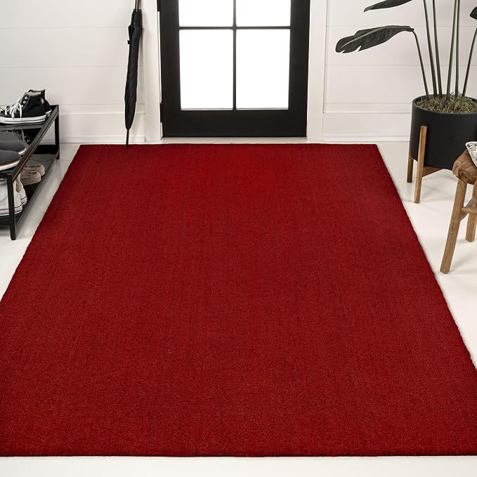 JONATHAN Y Peater Classic Casual Commercial Natural Coir Red 3 ft. x 5 ft. Doormat for Entrance, Front Door, Entryway CHG100E-3