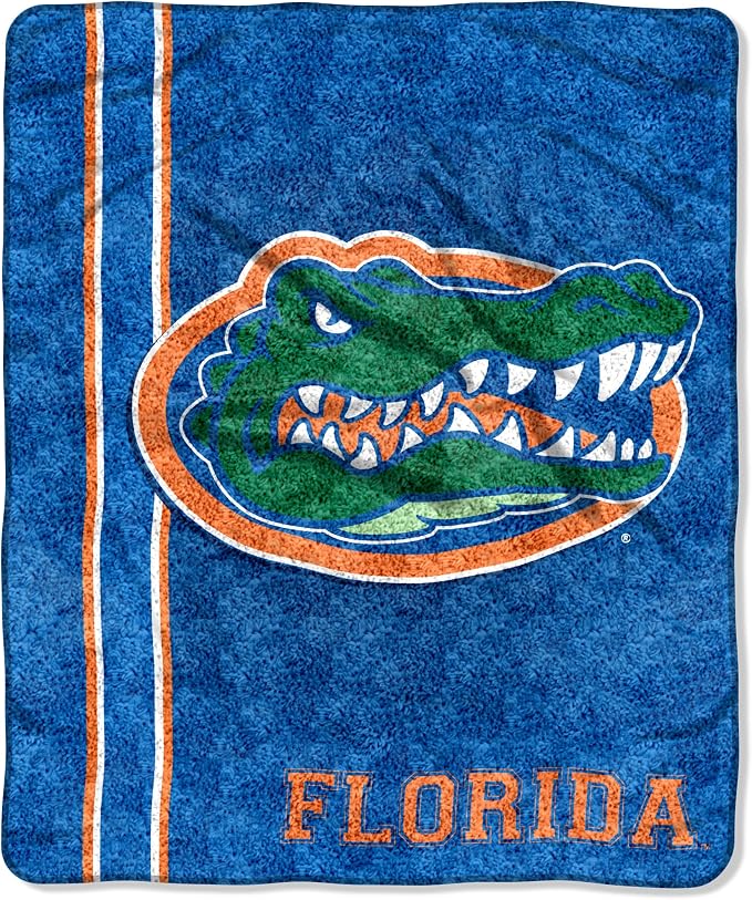 Officially Licensed NCAA Jersey Sherpa on Sherpa Throw Blanket, 50" x 60", Multi Color
