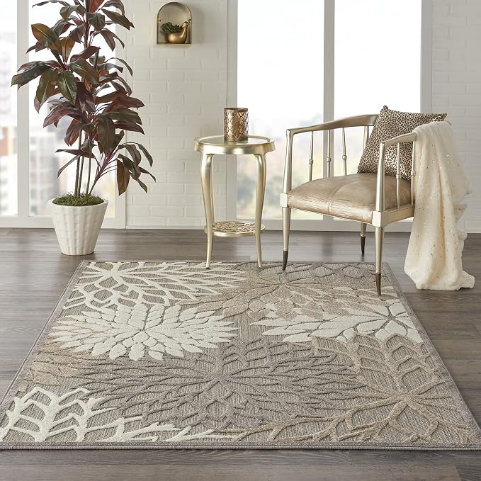 Nourison Home Aloha Natural 3'6" x 5'6" Area Rug - Easy Clean, Non Shedding, Bed Room, Living Room, Dining Room, Kitchen (4' x 6')