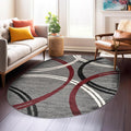 Rugshop Wavy Circles Modern Non-Shedding Living Room Oval Rug Red 5' x 7' | Oval, Size 5' x 7', Bedroom, Dining Room, Home Office, Kitchen, Entryway, Hallway, Nursery, Kids Room, Guest Room