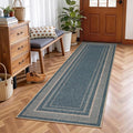 GarveeHome Easy Jute Runner Rug 2x8 Washable Non Slip Hallway Runner Rugs | Stain Resistant Low Pile Kitchen Throw Carpets Modern Solid Runners for Bedroom Nursery Entryway Living Room Dorm, Blue