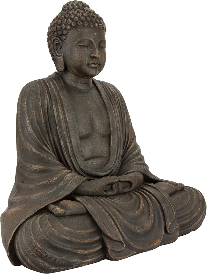 Red Lantern 2.5 ft. Tall Japanese Sitting Buddha Statue