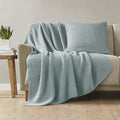 INK+IVY Bree Knit All Season Throw Blanket for Sofa, 50 x 60, Light Blue | Ultra Soft, Acrylic, Lightweight, OEKO-TEX Certified