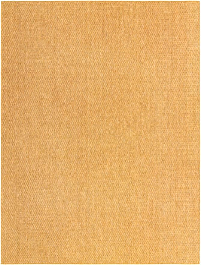 Unique Loom Collection Casual Transitional Solid Heathered Indoor/Outdoor Flatweave Area Rug (10' x 13' 1" Rectangle, Corn Harvest Yellow)