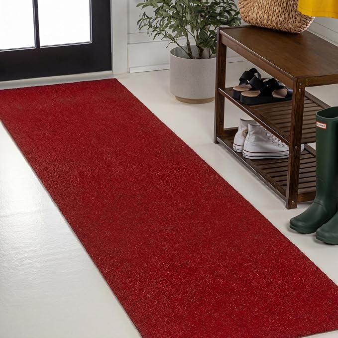JONATHAN Y Peater Classic Casual Commercial Natural Coir Red 2 ft. x 8 ft. Doormat for Entrance, Front Door, Entryway CHG100E-28