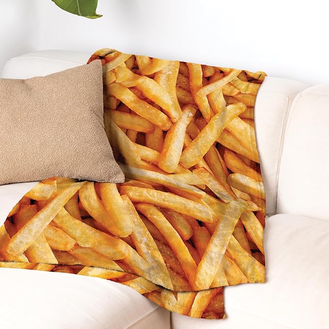 Cozy Concepts Co. French Fries Comfort Blanket by Relatable - Cozy Throw for Room Decor, Everyday Lounging or Funny Gag Gifts for Teens - Includes 1 Giant 60" Fries Fleece Blanket