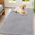 Smiry Dog Door Mat for Muddy Paws 54x32, Absorbent Dirt Trapper, Non-Slip Washable Chenille Entryway Rug for Inside Floor, Light Grey, Classic Solid