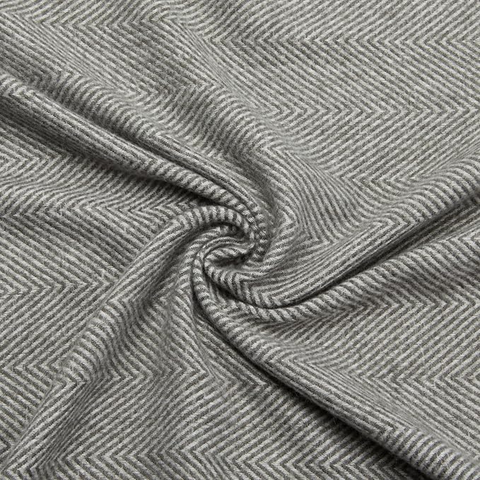 Amazon Basics Cozy Room Décor Throw Blanket, Lightweight, Recycled Polyester, Machine Washable, 50"x 60", Dark Gray and Light Gray Herringbone
