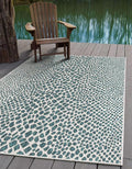 Unique Loom Outdoor Collection Area Rug - Cape Town (9' x 12' Rectangle, Teal/ Ivory)