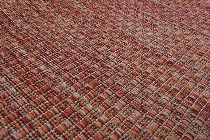 Unique Loom Collection Casual Transitional Solid Heathered Indoor/Outdoor Flatweave Area Rug (2' x 6' 1" Runner, Rust Red/Beige)