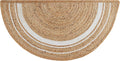 Boho Braided 1.5x3 Area Rug - Jute Natural Fiber Half Round Rug for Living Room Entryway, Farmhouse, Home, Indoor Rugs Jute Door mat for Bathroom, Kitchen (White Natural, 1.5 X 3 ft)
