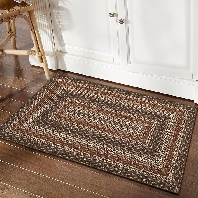 GarveeHome 2x3 Small Area Rug Entryway Easy Jute Door Mat Washable Rugs | Non Slip Stain Resistant Easy Jute Dining Room Throw Carpet Solid Area Rug for Kitchen Bedroom Nursery Home Decor, Tan/Brown