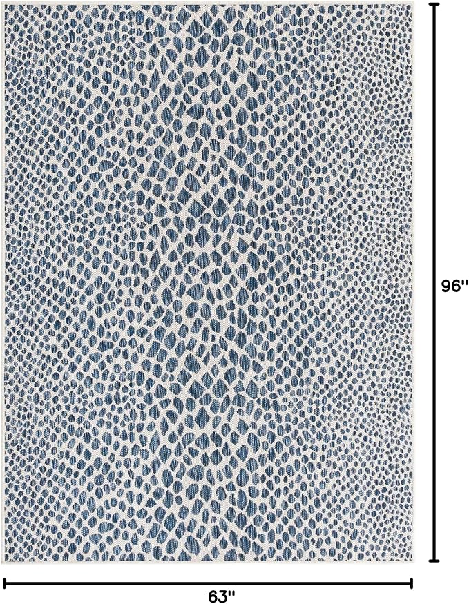 Unique Loom Outdoor Collection Area Rug - Cape Town (5' 3' x 8' Rectangle, Blue/ Olive)