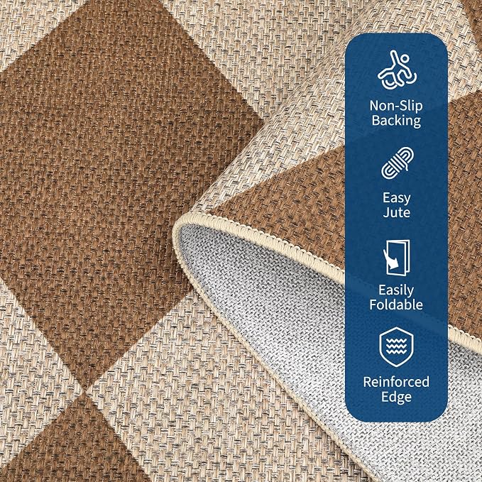 COZYLOOM Geometric Area Rug 2x8 Runner Rug for Hallway Non Slip Stain Resistant Rugs for Kitchen Modern Diamond Print Non Shedding Low Pile Door Mats for Bathroom Bedroom Entryway Laundry Room, Coffee