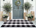Black and White Outdoor Rug 24''X 51'' Front Porch Rug Cotton Woven Washable Checkered Layering Door Mat for Door Mats Outdoor Porch Entryway Bedroom Living Room