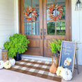 KOZYFLY Buffalo Plaid Area Rugs 2x4.3 Ft Coffee and White Checkered Rug Washable Front Door Mat Hand Woven Cotton Outdoor Rug Small Rug for Front Porch Kitchen Entryway Patio Bathroom