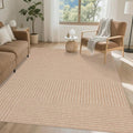 Easy Jute Rug for Pet Homes: 8x10 Outdoor Rug - Beige Stripes | Washable Design Cuts Your Cleaning Time by 75% and Maintain Shape and Texture after 50 Washes