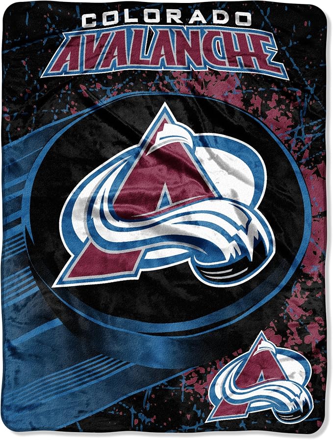 Northwest NHL Colorado Avalanche Unisex-Adult Micro Raschel Throw Blanket, 46" x 60", Ice Dash