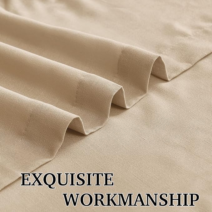 RYB HOME Camel Linen Sheer Curtains 95 inches Length, Aesthetic Light Filtering - Image 4