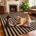 Washable Modern Easy Jute Rug 5x7, Neutral Geometric Abstract Outdoor Indoor Patio Farmhouse Large Rugs, Woven Non Slip Thin Carpet Mat for Living Dining Room Bedroom Classroom Kids Nursery