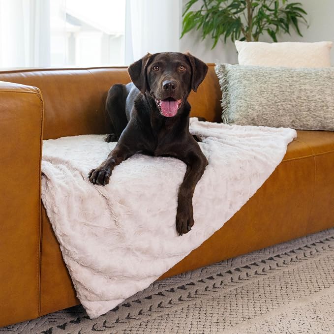 Best Friends by Sheri Calming Lux Dog Blanket – Ultra Soft Faux Fur Pet Throw, Anxiety-Relief, Lightweight Warm Bed Cover for Dogs and Cats, Machine Washable, Oyster Cream, 40" x 50"