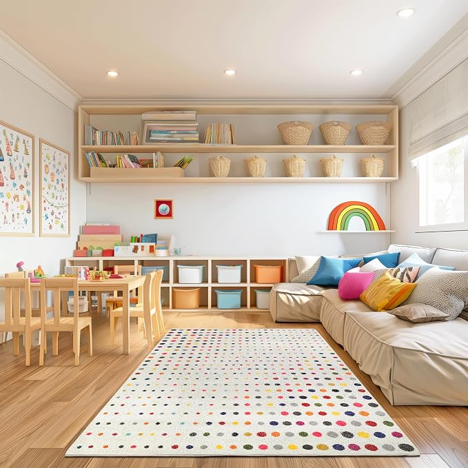 nuLOOM Dorie Multicolor Polka Dot Power Loomed Area Rug, 4' x 6' | Nuloom Dorie Polka Dot 4' x 6' Area Rug for Living Room Bedroom Dining Room, Multicolor