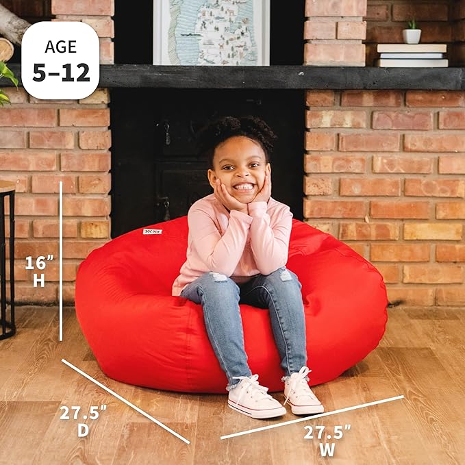 Big Joe Classic Bean Bag Chair for Kids Bedroom and Reading Nook, Easy-Clean Red, Durable Nylon Polyester Blend, 2 feet Refillable | 2 feet, Smartmax Fabric, Polystyrene Bean Filled, Refillable, Nylon Polyester, Safe for Kids Ages 3+, Supports Up to 25...