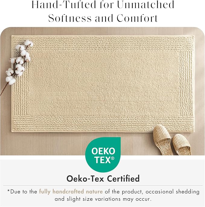 Madison Park Splendor Reversible 100% Cotton Bath Rug, 24 x 36, Natural | Tufted Bathroom Mat, 3000 GSM, Hotel Quality, Luxurious Plush, Medium Pile, Absorbent, Quick Dry, OEKO-TEX, Shower Room Décor