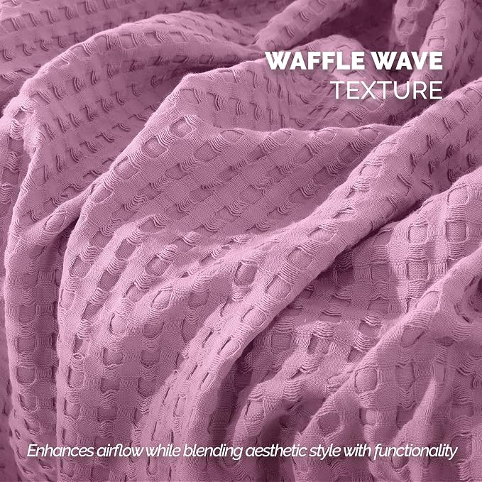 Elegant Comfort Premium 100% Cotton Waffle Blanket - Lightweight Breathable Waffle Weave Bed Blanket - Soft and Warm All Season Blanket for Couch, Sofa and Bed, King Size 90x108 Inches, Lavender