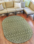 Unique Loom Outdoor Trellis Collection Area Rug - Tribal Trellis (3' 3" x 5' 3" Oval, Green/ Natural)