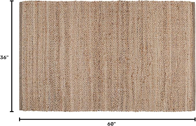 Hausattire Jute Woven Area Rug 3'x5' - Natural, Hand Braided Boho Rustic Rugs for Living Room, Kitchen | Farmhouse Indoor Outdoor Carpet for Nursery, Natural Fiber Patio Mat - 36x60 Inches
