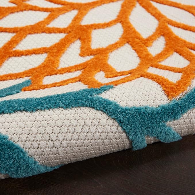 Nourison Home Aloha Turquoise Multicolor 9' x 12' Area Rug - Easy Clean, Non Shedding, Bed Room, Living Room, Dining Room, Kitchen (9' x 12')