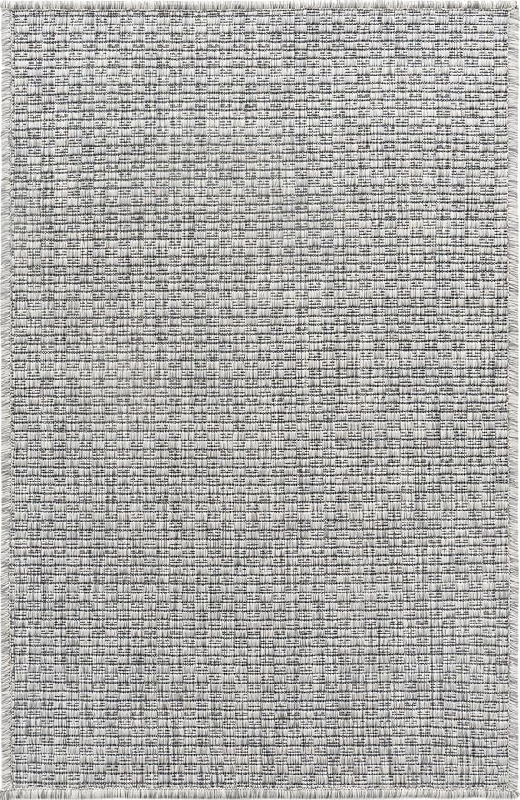 Unique Loom Collection Casual Transitional Solid Heathered Indoor/Outdoor Flatweave Area Rug (2' x 3' 1" Rectangle, Light Gray/Ivory)