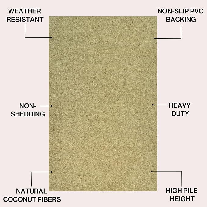 JONATHAN Y Peater Classic Casual Commercial Natural Coir Bleach 2 ft. x 4 ft. Doormat for Entrance, Front Door, Entryway CHG100B-24