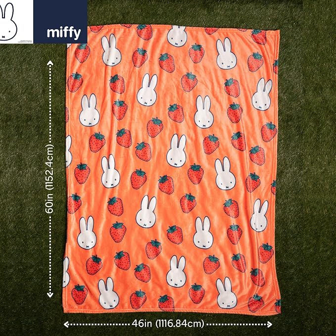 Miffy Throw Blanket 60 in x 46 in – Soft Cozy Plush for Couch, Bed & Travel, Collectible Gift (Officially Licensed Product) by Franco Collectibles®
