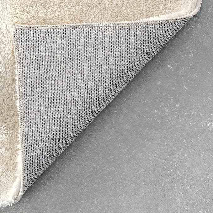 nuLOOM Loni Cream Solid Washable Area Rug, 6' Round