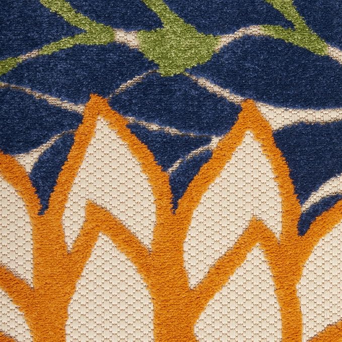 Nourison Home Aloha Indoor/Outdoor Multicolor 2'3" x 12' Area Rug, Tropical, Botanical, Easy Cleaning, Non Shedding, Bed Room, Living Room, Dining Room, Deck, Backyard, Patio (2x12)