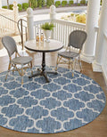 Unique Loom Outdoor Trellis Collection Area Rug - Trellis (Round 13' 0" x 13' 0", Navy Blue/ Ivory)