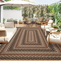 GarveeHome 8x10 Washable Living Room Area Rug Non Slip Braided Rugs | Low Pile Stain Resistant Dining Room Throw Carpet Indoor Outdoor Modern Bordered Area Rugs for Home Decor, Tan