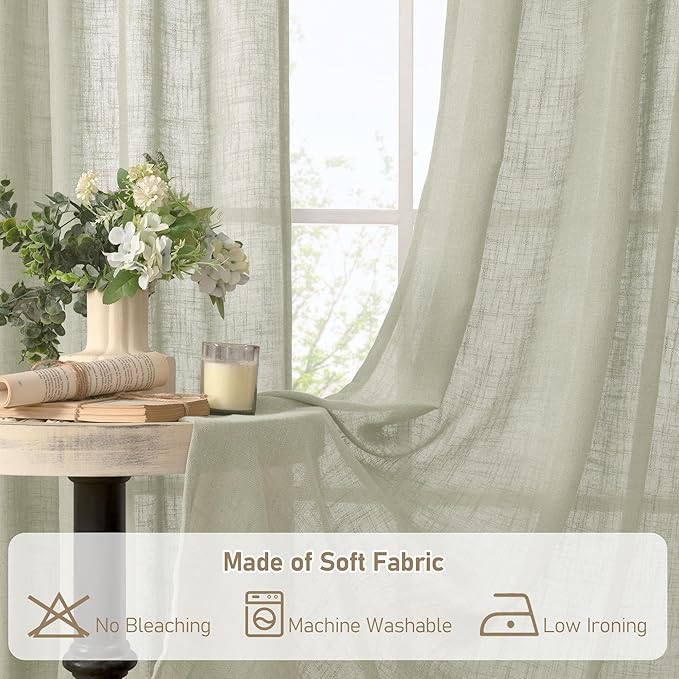 LAMIT Short Linen Curtains 54 Inch Length - Image 9
