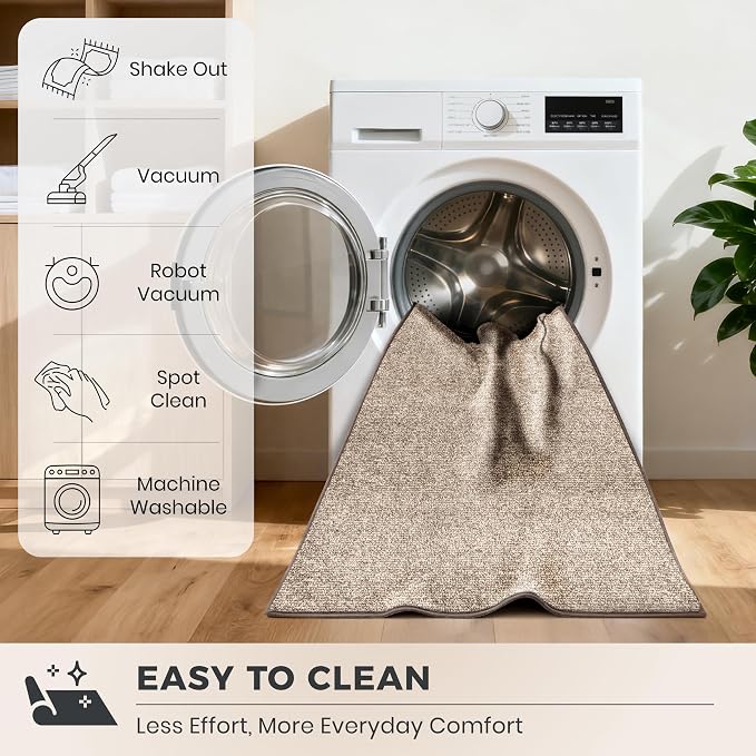 PURRUGS Dirt Trapping Door Mat 20" x 31.5", Non-Slip Machine Washable Entry Rug, Entrance Mat, Indoor Front Door Mat, Super Absorbent Entryway Rug for Muddy Shoes & Paws, Heathered Beige