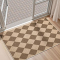 EDIMENS Checkered Easy Jute 2x3 Entryway Rugs Front Door Mat Entry Rug | Non Slip Small Area Rug Kitchen Mat Checkered Rug Farmhouse Low Pile Washable Brown Indoor Outdoor Doormat for Porch Doorway