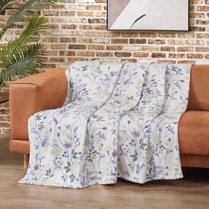 Lucky Brand Wildflower Purple Floral 50"x70" Cozy Plush Blanket - Premium Microfiber Throw for Luxurious Comfort and Style