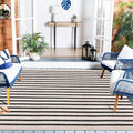 LEEVAN Outdoor Rug 4x6 ft Black and White Striped Patio Rugs, Washable Woven Cotton Boho Living Room Rug Farmhouse Collection Large Floor Carpet for Courtyard/Bedroom