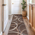 Rugshop Wavy Circles Modern Jute Backing Runner Rug Brown 2'7" x 8' | Rectangular, Size 2'7" x 8', Living Room, Bedroom, Dining Room, Home Office, Kitchen, Entryway, Hallway, Nursery, Kids Room