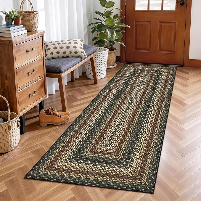 GarveeHome Indoor Easy Jute Runner Rug 2x6 Washable Kitchen Runner Rugs | Low Pile Non Slip Throw Runners Carpet Stain Resistant Long Hallway Mat Living Room Bedroom Bedside Area Rugs, Rust