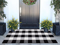 Buffalo Plaid Front Porch Rug 24''x 51''Black and White Checkered Outdoor Rug Cotton Machine Washable Farmhouse Mat for Outdoor, Kitchen, Farmhouse, Entryway,Bathroom