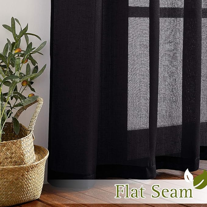 NICETOWN Linen Textured Sheer Curtains 108" L - Image 6