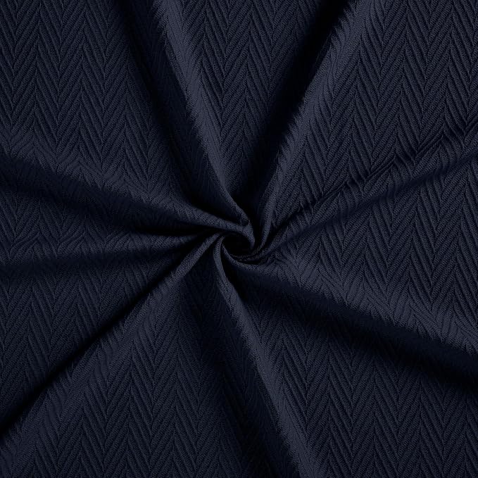 Superior Metro All-Season Cotton Blanket, Woven Blanket for Couch, Bed, Bedding, Farmhouse, Home Essentials, Cute and Cozy Bohemian Blankets, Herringbone Weave, Full/Queen, Navy Blue