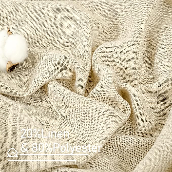 LAMIT 102 inches Long Sheer Linen Curtains, Linen Textured Light Filtering Semi - Image 2